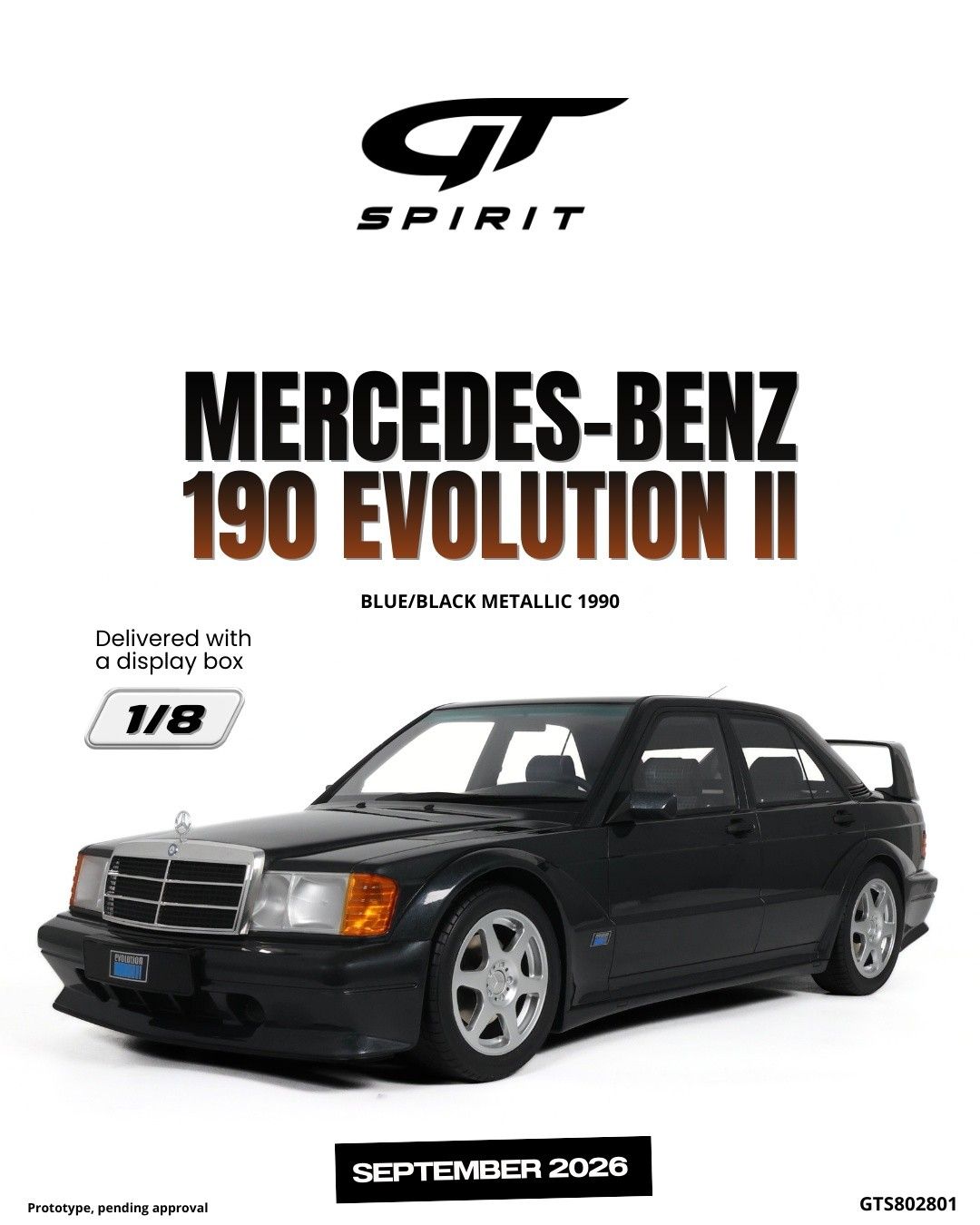 GT Spirit Mercedes-Benz 190 Evolution II Blau schwarz Metallic 1990 – 1/8 – Bild 2